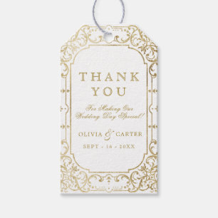 Tack för guld elegant eller vintage bröllop presentetikett