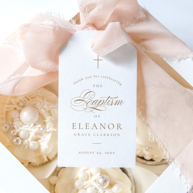 Tack för guld Elegant-kalligrafi-baptism Presentetikett (Skapare uppladdad)
