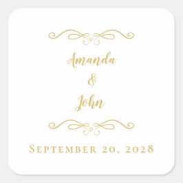 Tack för Guld-Elegant med minimalistisk Bröllop-pr Fyrkantigt Klistermärke