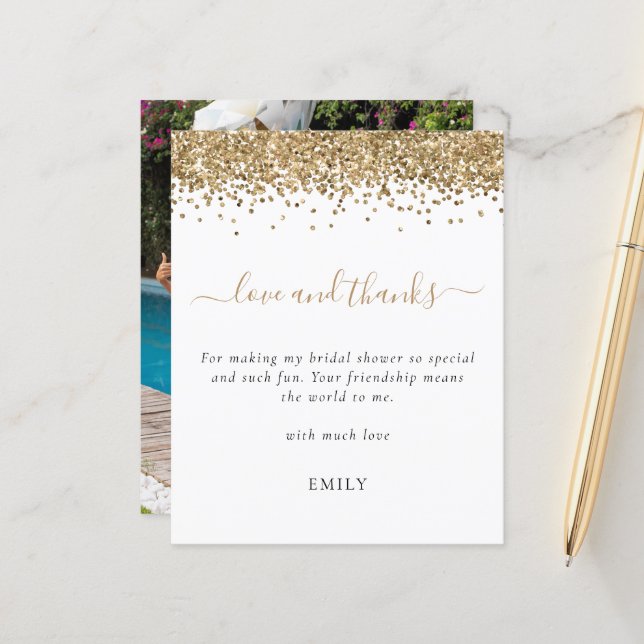 Tack för Guld Glitter Photo Möhippa (Fram/Back In Situ)