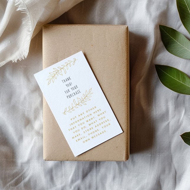 Tack för guld löv tilläggskort (Pencil sketched leaves enclosure card to say thank you to your customers.)