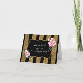 Tack för guld och blom- för bröllop för kort