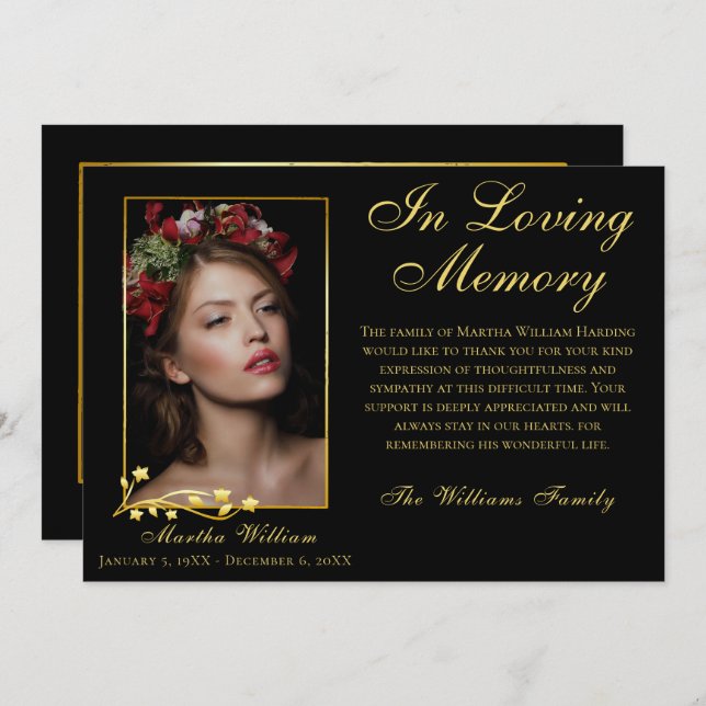 Tack för guld Ram-fotoskript för Elegant (Fram/baksida)