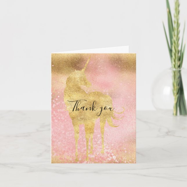 Tack för guld  Rosa Magic Unicorn Kort (Framsida)