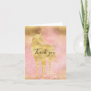 Tack för guld Rosa Magic Unicorn Kort
