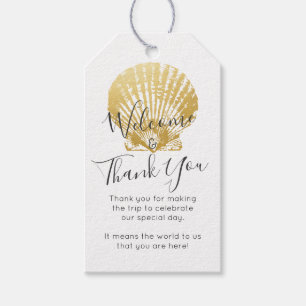 Tack för guld Seashell Beach Wedding Presentetikett