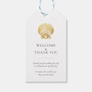 Tack för guld Seashell Beach Wedding Presentetikett
