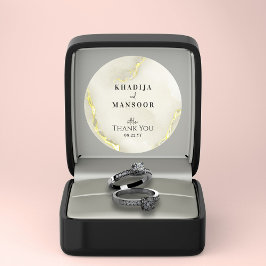 Tack för guldolja Marble Struktur Bröllop Runt Klistermärke