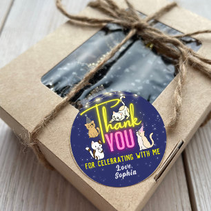 Tack för Gult för ljusglimmer i Rosa Runt Klistermärke