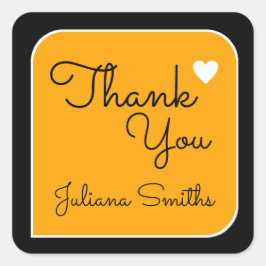Tack för gulten fyrkantigt klistermärke