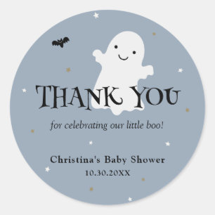 Tack för Halloween Boy Baby Shower Runt Klistermärke