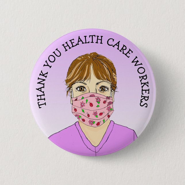 Tack för hälsovårdspersonalen knapp (Framsida)