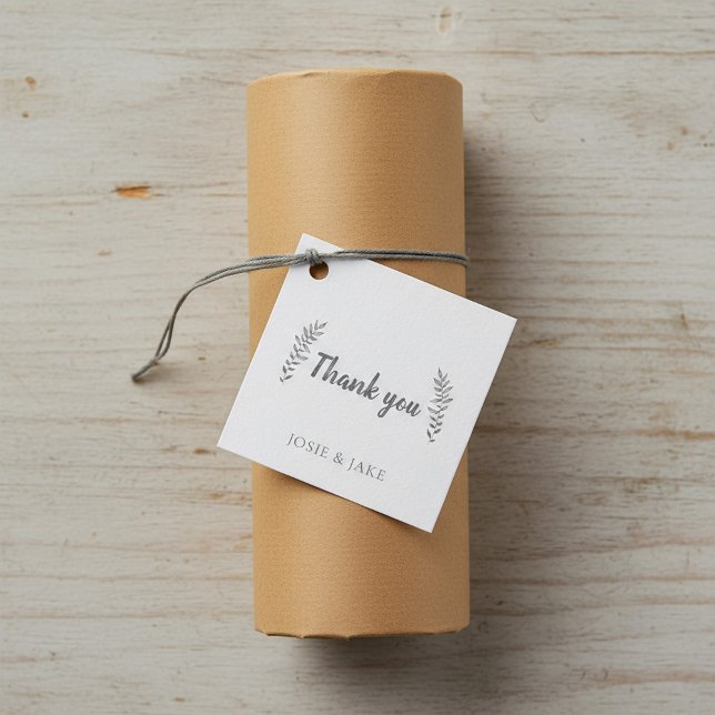 Tack för hand plockade löv bröllop! gåvor etiketter (Hand drawn leaves wedding thank you favor tags.)