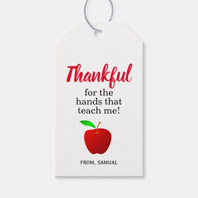 Tack för händer som lär mig Lärare Gift Presentetikett (Framsidan)