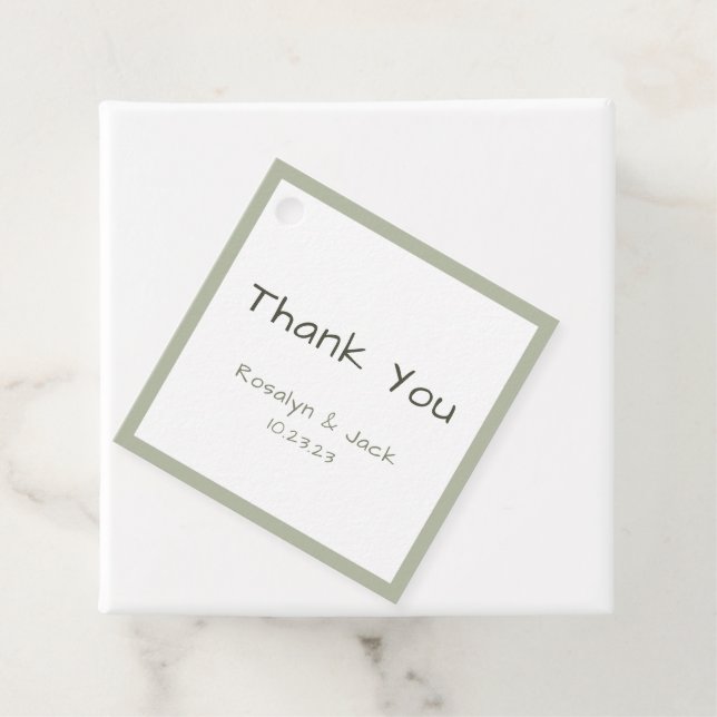 Tack för handskriftsfärgar för Dusty Grönt-Avslapp Gåvor Etiketter (På plats)