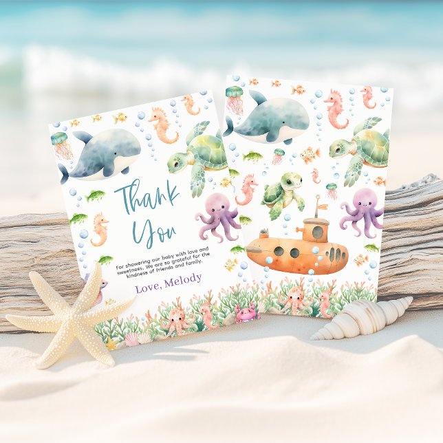 Tack för havsbarnkal - Under the Sea Kort (Under the Sea Ocean Baby Shower Thank You Card
)