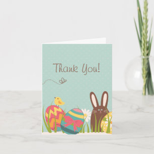 Tack för Helgdag Cute Bunny och Påskägg Kort