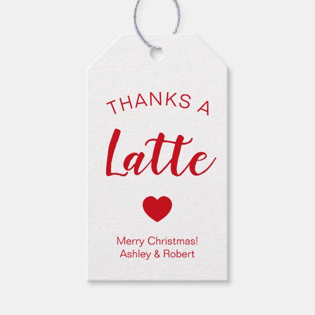 Tack för Helgdag med latte-kaffe Presentetikett (Framsidan)