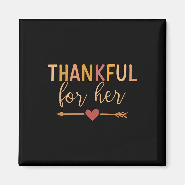 Tack för hennes matchande par för Thanksgiving Magnet (Framsidan)