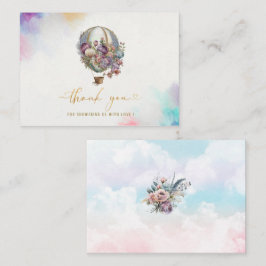 Tack för hett Luft Ballon Watercolor rosa lilac gu Anteckningskort