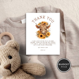 Tack för Highland Cow Solrosor Baby Shower
