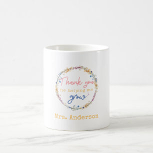 "TACK FÖR HJÄLP" Blommigt, gåva till lärare Kaffemugg