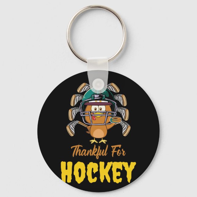 Tack för Hockey Turkey-Thanksgivingen Nyckelring (Framsida)