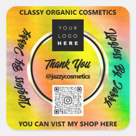 Tack för Holografisk Gult för Logotyp av QR-kod fö Fyrkantigt Klistermärke