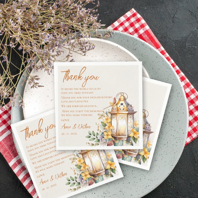 Tack för höst löv bröllopsmottagning pappersservett (Fall Autumn Leaves Wedding Thank you Message Napkins)