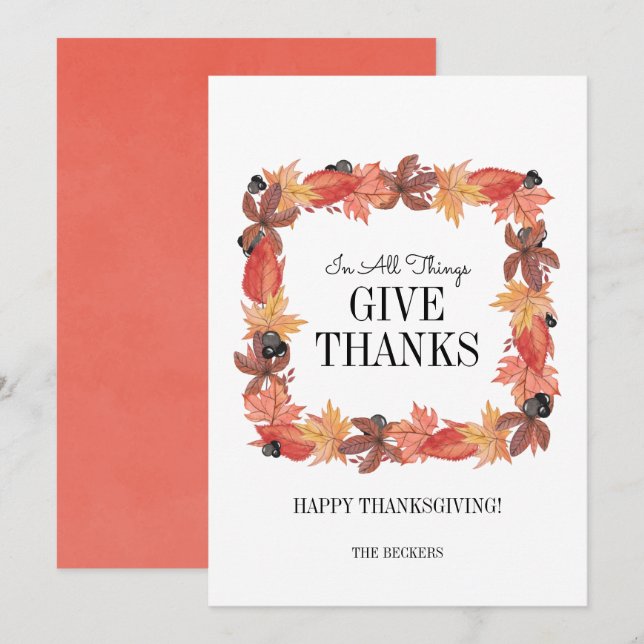 Tack för höst löv Ge-Thanksgivingen Inbjudningar (Fram/baksida)