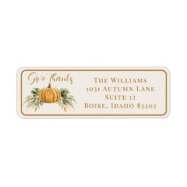 Tack för hösten Fall Pumpkin Ge Returadress Etikett