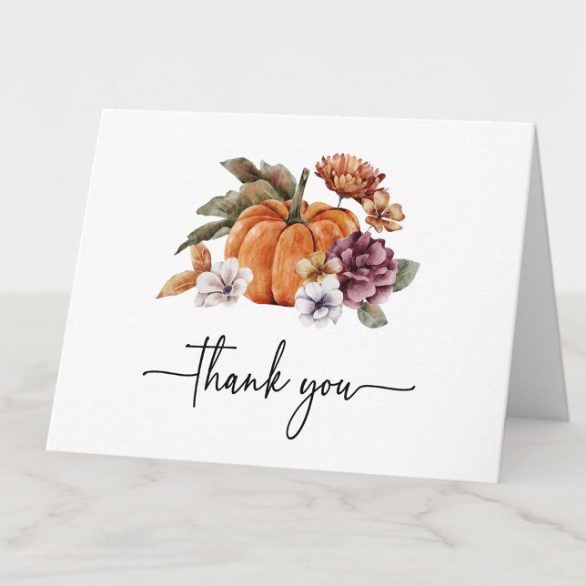 Tack för höstens bröllopsfest! kort (Elegant Watercolor Fall Bridal Shower Thank You Card by Painted Paperie
)