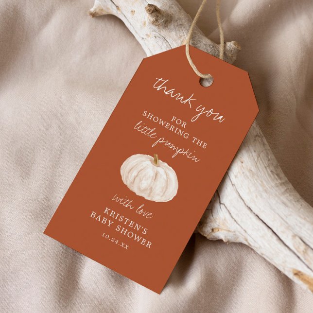 Tack för höstlilla knumpkin Baby Shower Presentetikett (Skapare uppladdad)