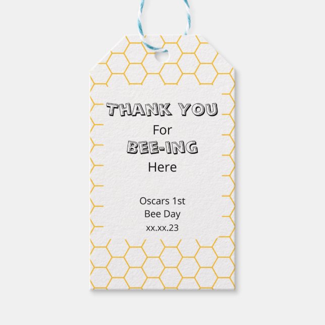 Tack för humla Födelsedagsfest - favorittaggar Presentetikett (Framsidan)