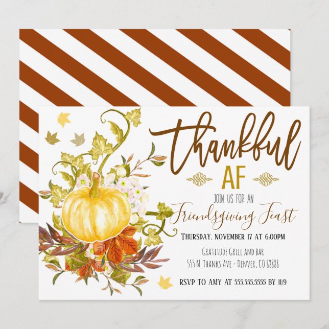 Tack för inbjudan till AF-Thanksgiving (Fram/baksida)