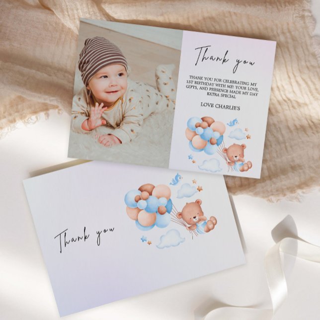 Tack för inbjudan till Nalle med kort (Thank You Card Teddy Bear Invitation)
