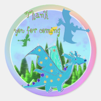 Tack för inkommande Blue Dragon Rainbow Färg Runt Klistermärke
