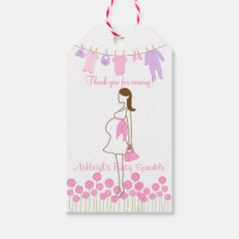 Tack för inkommande Rosa Silhouette Baby Sprinkle Presentetikett