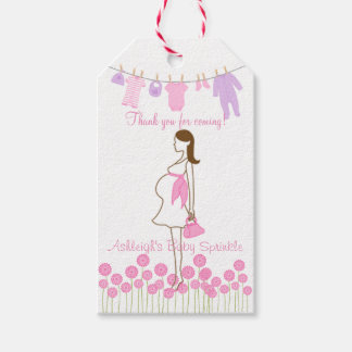 Tack för inkommande Rosa Silhouette Baby Sprinkle Presentetikett