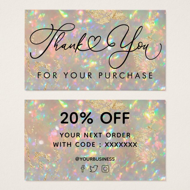 Tack för inköpsalternativet visitkort (Framsida & baksida)