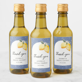 Tack för italiensk Blommigt och blå Möhippa Vinetikett