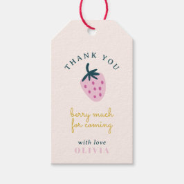Tack för jordgubbens rosa Märkrn Presentetikett