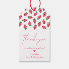 Tack för jordgubbstävling Första Födelsedagsfesten Presentetikett