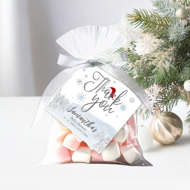 Tack för juljusknappen Baby Shower i Baby Gåvor Etiketter (Skapare uppladdad)