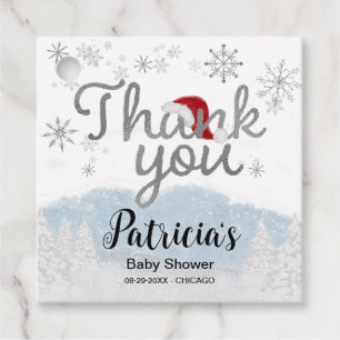 Tack för juljusknappen Baby Shower i Baby Gåvor Etiketter