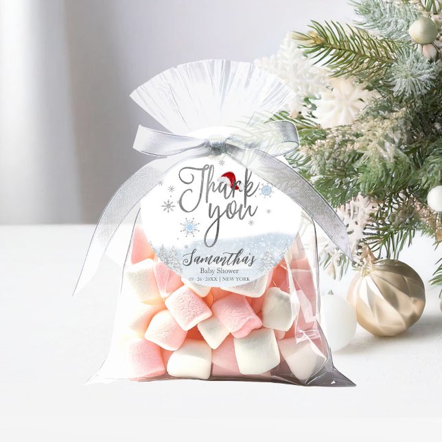 Tack för julvinterbabykläder i Santa Baby Gåvor Etiketter (Skapare uppladdad)
