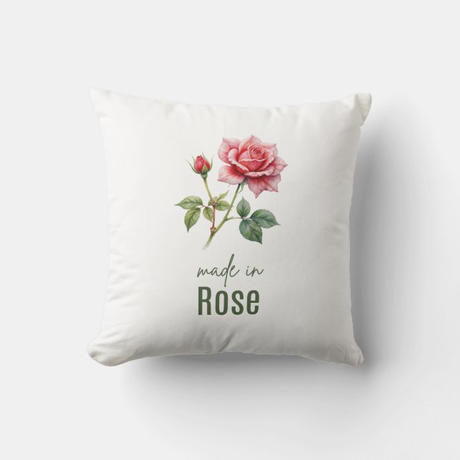 Tack för June Rose födelsedagsblomma  Kudde (Framsida)