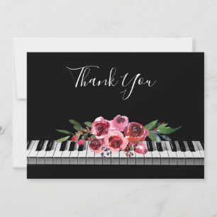 Tack för kalligrafin piano röd ros bouquet kort