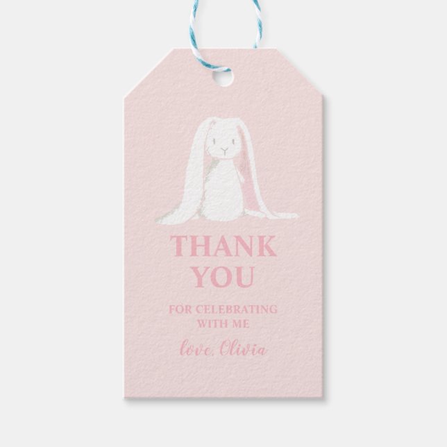 Tack för kanin baby shower presentetikett (Framsidan)