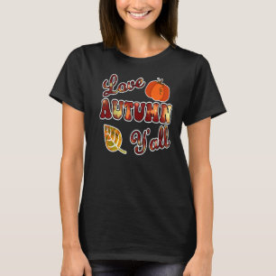 Tack för kärlek hösten Y'All Retro Rustic Fall Har T Shirt